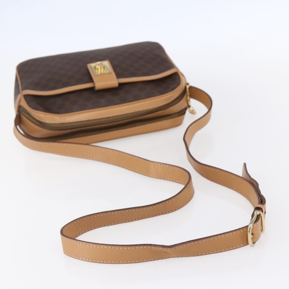 Celine Macadam Shoulder Bag PVC Leather, BROWN, PVC, Shoulder bag