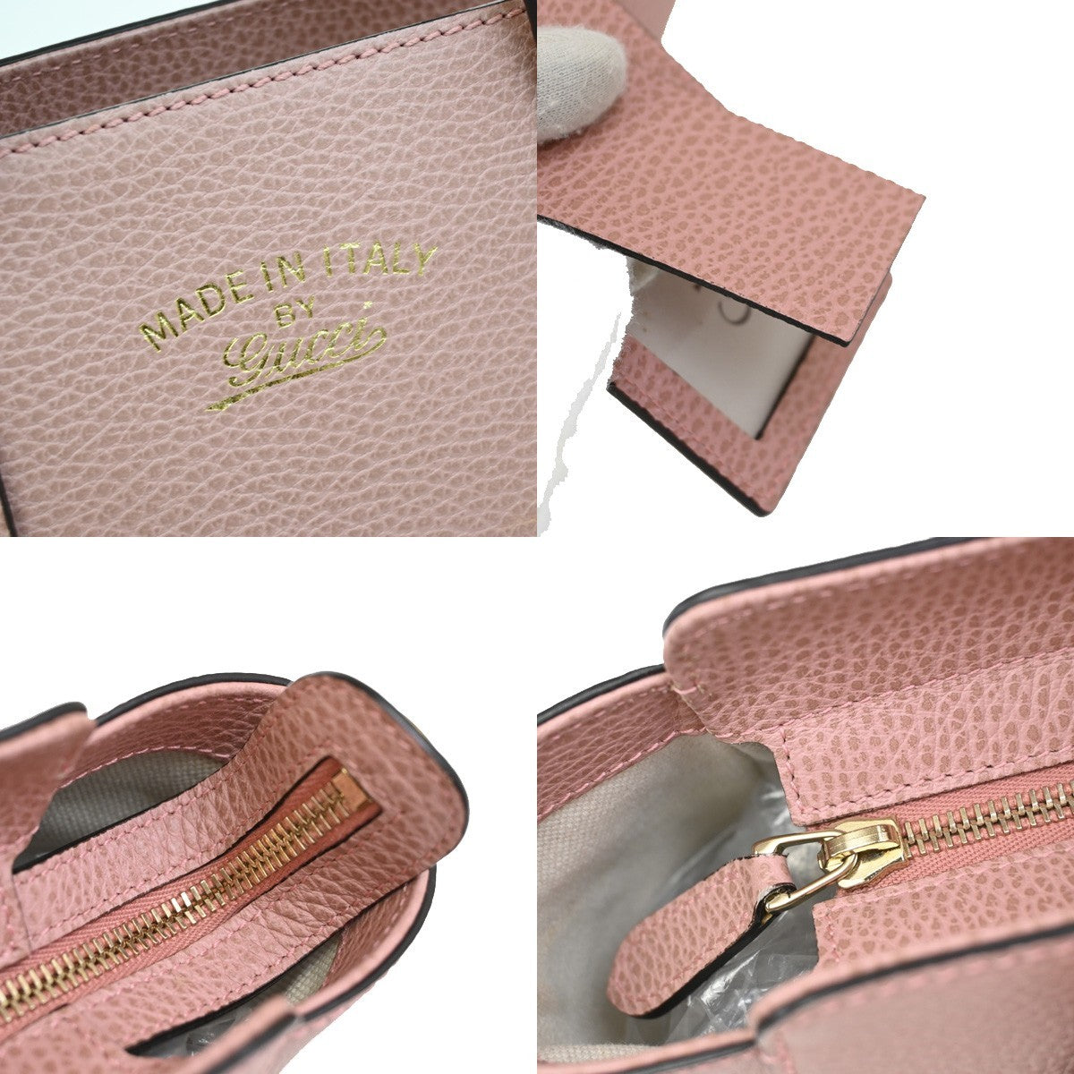 Gucci Swing Crossbody Bag Pebbled Leather, PINK, LEATHER, Crossbody bag