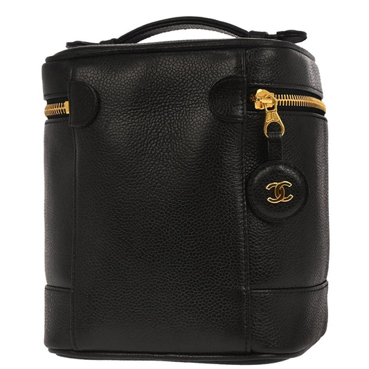Chanel Vintage Timeless Cosmetic Case Caviar, Black, Leather, Clutch