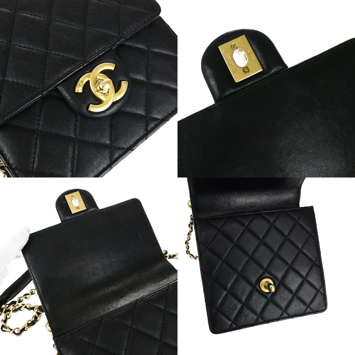 Chanel Chic Pearls Flap Bag Quilted Lambskin, BLACK, LEATHER, Shoulder bag