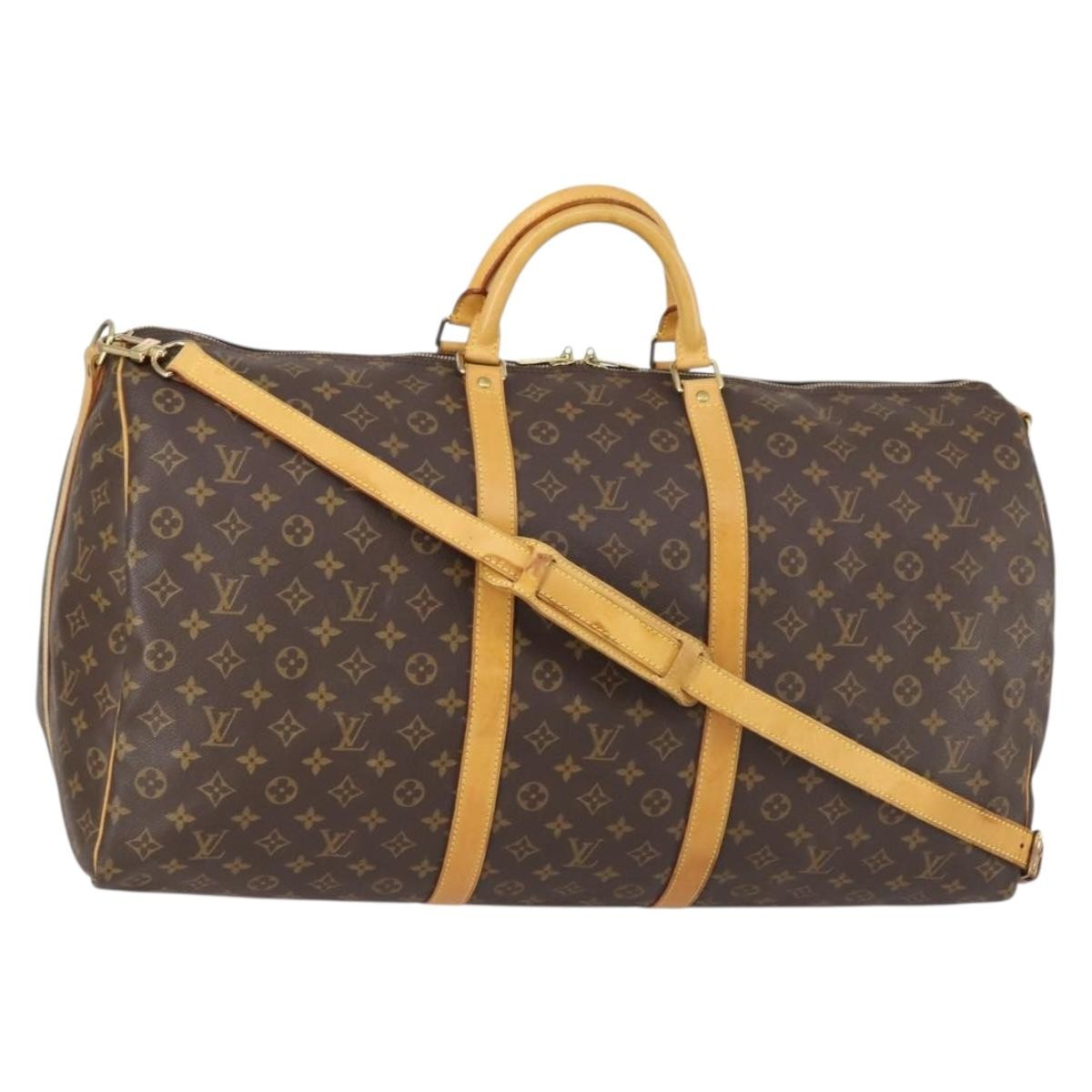 Louis Vuitton Keepall Bandouliere Bag Monogram Canvas, BROWN, CANVAS, Travel bag