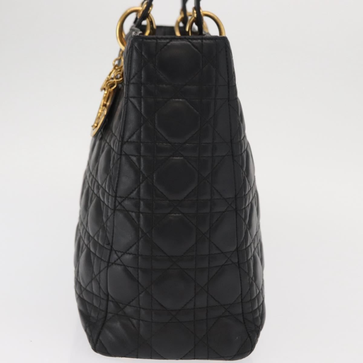 Christian Dior Lady Dior Bag Leather, BLACK, LEATHER, Handbag