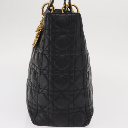 Christian Dior Lady Dior Bag Leather, BLACK, LEATHER, Handbag
