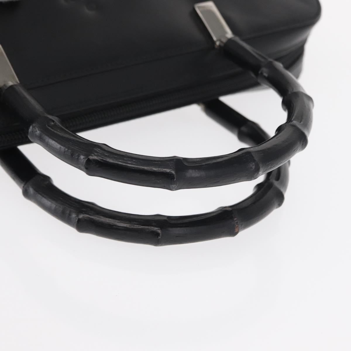 Gucci Vintage Bamboo Handle Bag Leather, BLACK, LEATHER, Handbag