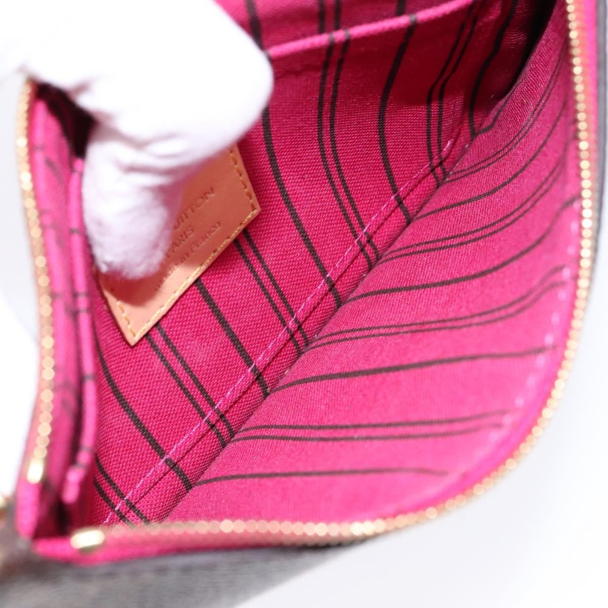 Louis Vuitton Neverfull Pochette Monogram Canvas, BROWN, CANVAS, Tote bag