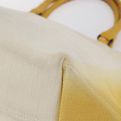 Bottega Veneta Braided Handle Open Tote Bag Canvas with Leather, YELLOW, CANVAS, Tote bag
