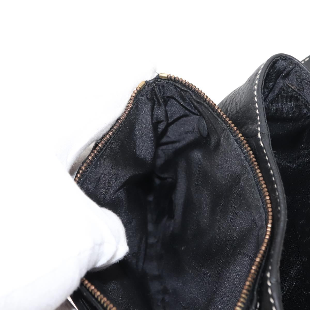 Salvatore Ferragamo Flap Shoulder Bag Leather, BLACK, LEATHER, Shoulder bag