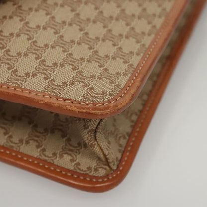 Celine Vintage Macadam Shoulder Bag Canvas and Leather, BEIGE, CANVAS, Shoulder bag