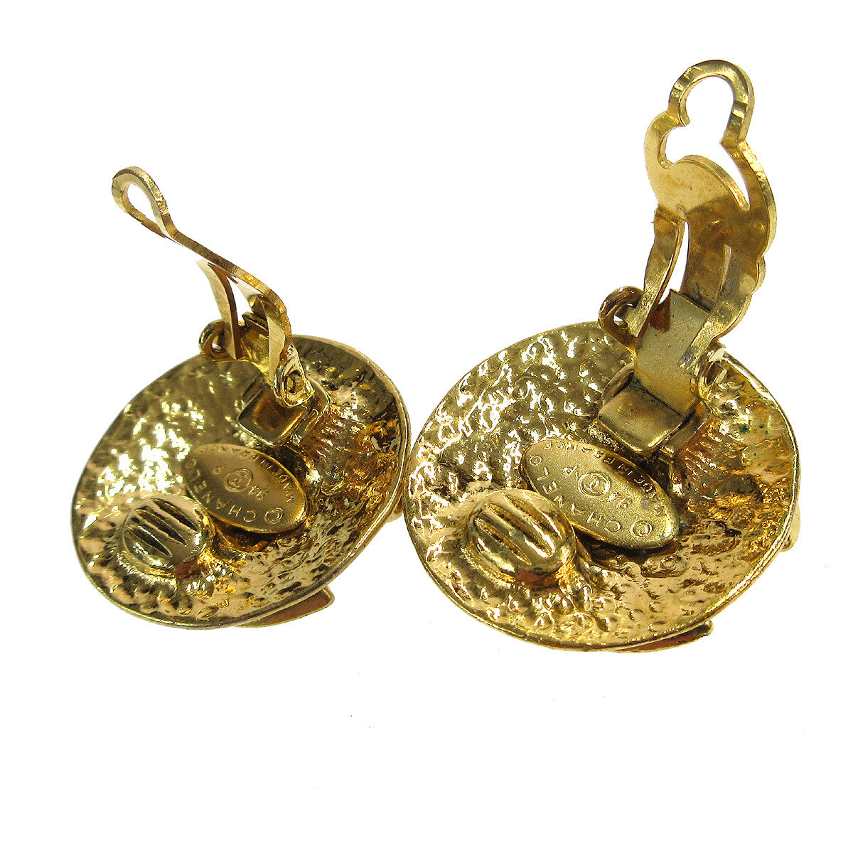 Chanel Vintage CC Round Clip-On Earrings Metal, GOLD, GOLD_PLATED, Earrings