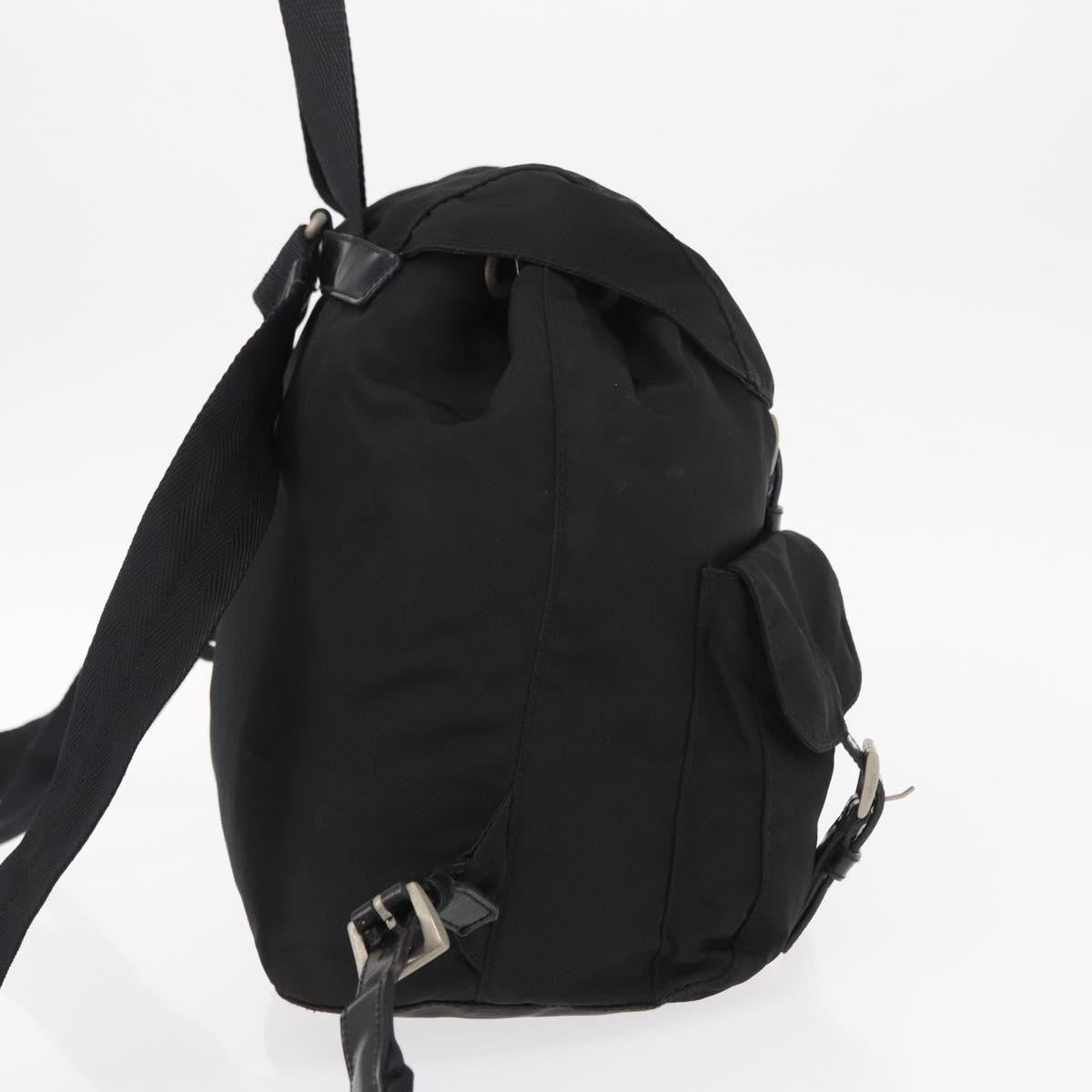 Prada Vela Double Front Pocket Backpack Tessuto with Saffiano Leather, BLACK, NYLON, Backpack