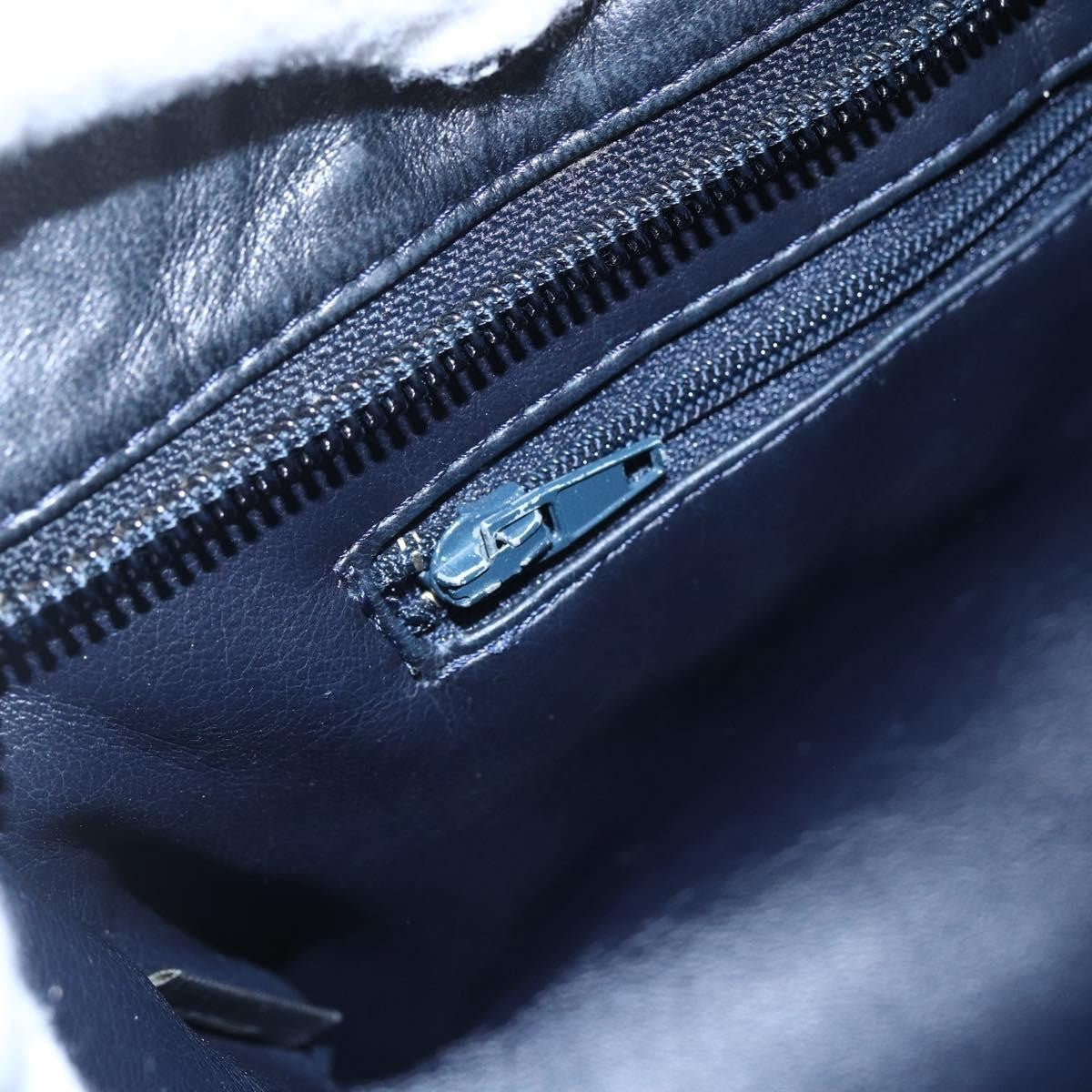 Bally Vintage Chain Shoulder Bag Quilted Leather, NAVY, LEATHER, Shoulder bag