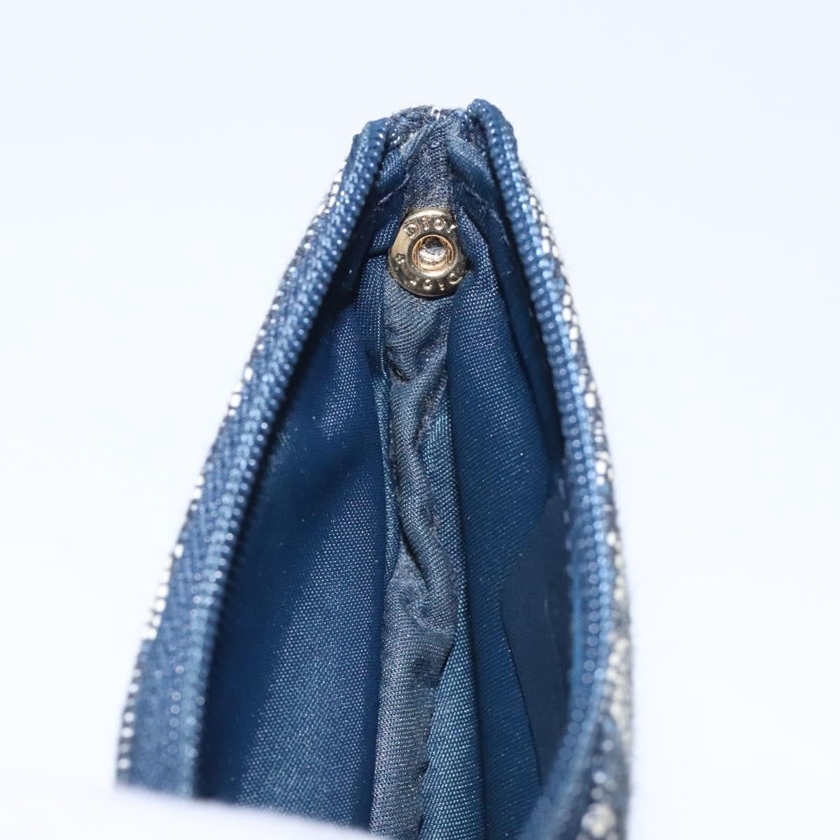 Christian Dior Vintage Saddle Zip Coin Purse Diorissimo Canvas, NAVY, CANVAS, Clutche & pouche