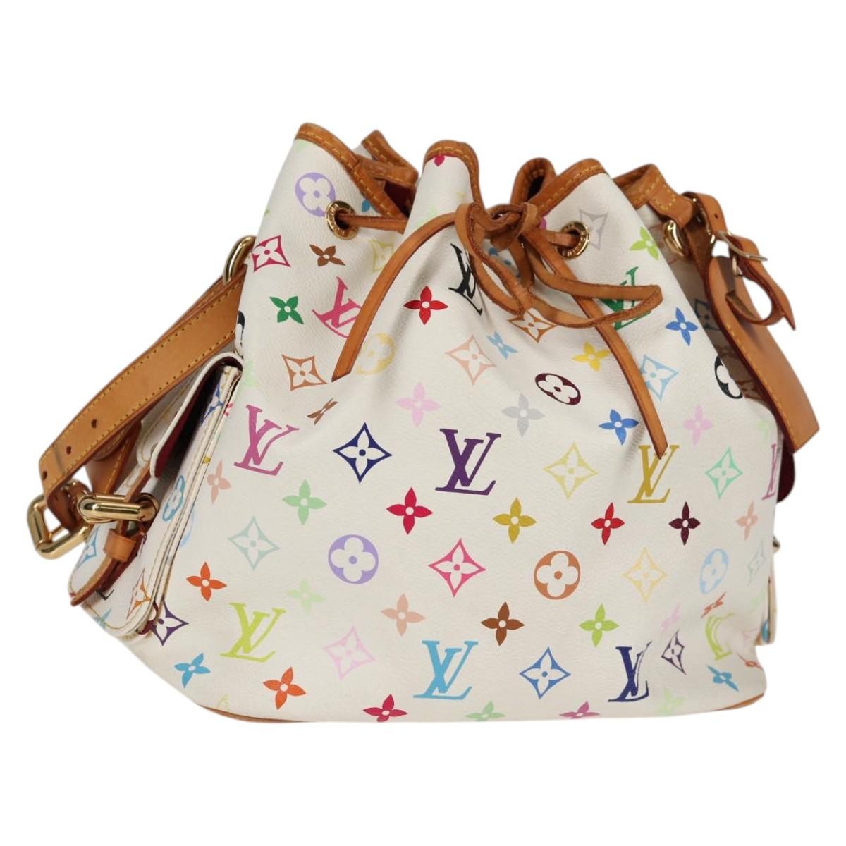 Louis Vuitton Petit Noe Handbag Monogram Multicolor, WHITE, CANVAS, Handbag