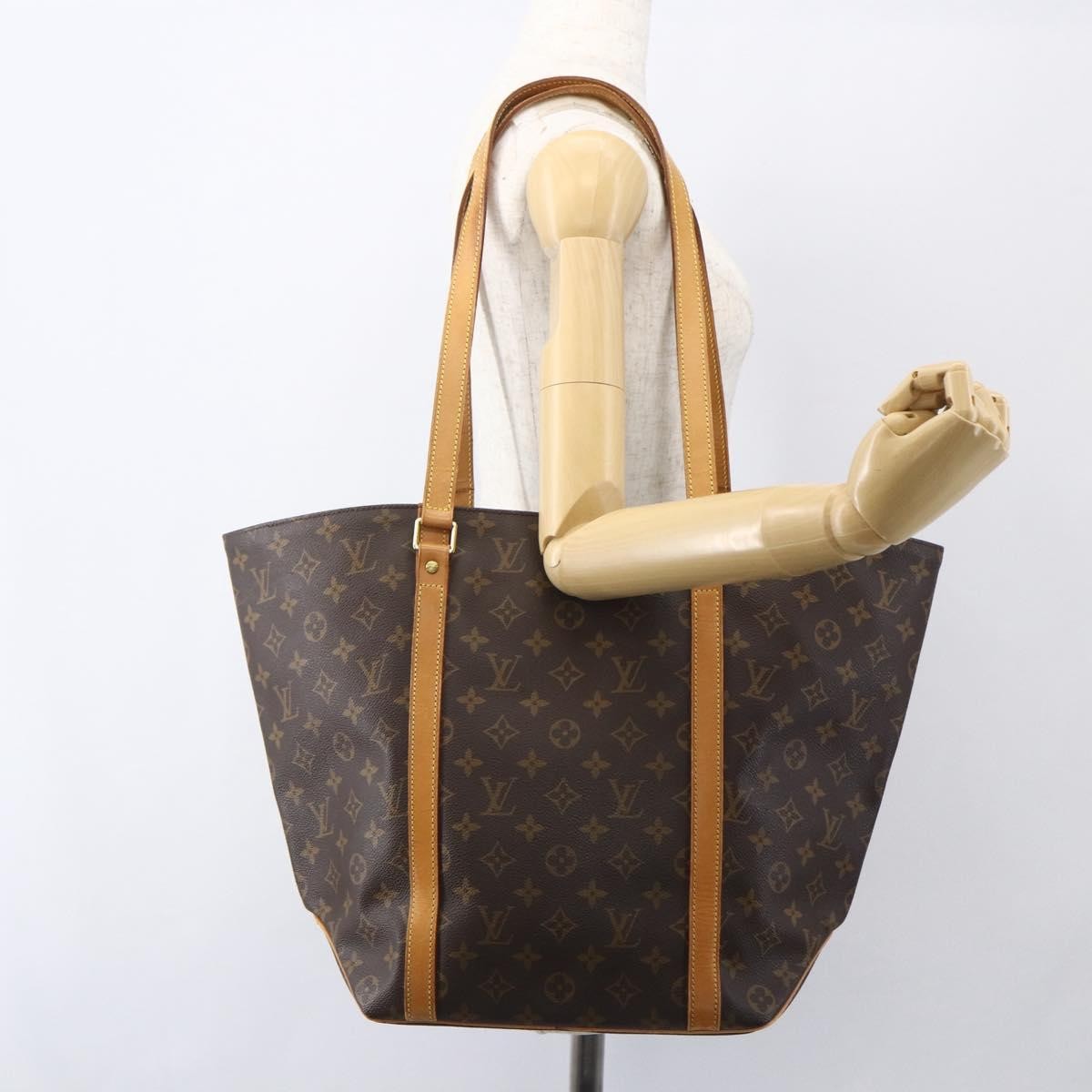 Louis Vuitton Shopping Sac Handbag Monogram Canvas, BROWN, CANVAS, Tote bag