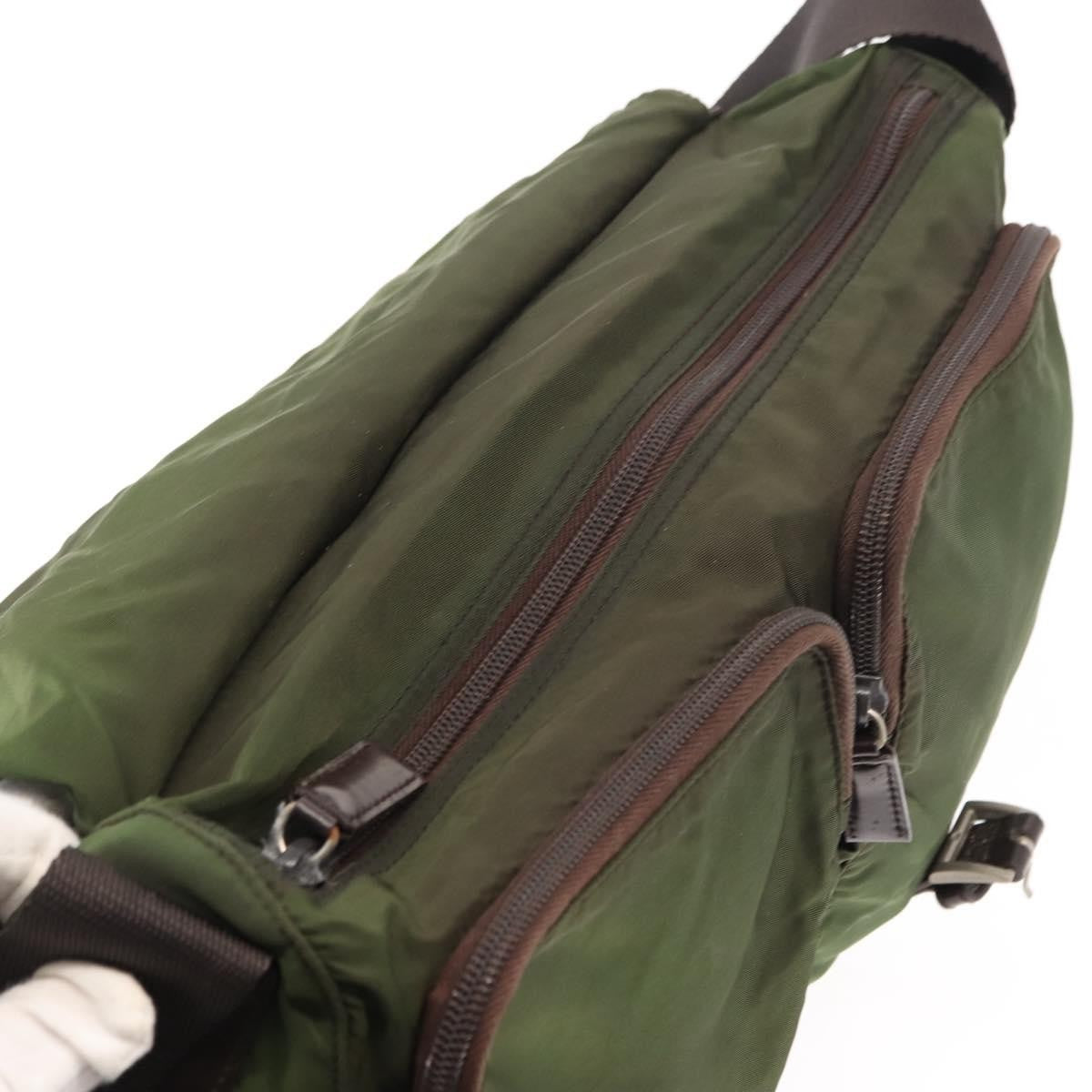 Prada Zip Buckle Messenger Bag Tessuto, KHAKI, NYLON, Crossbody bag