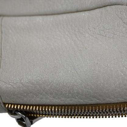 Prada Side Pocket Zip Hobo Vitello Daino, WHITE, LEATHER, Shoulder bag