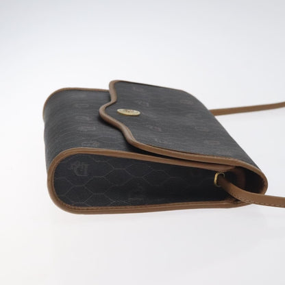 Christian Dior Vintage Honeycomb Flap Crossbody Bag Coated Canvas, BLACK, CANVAS, Crossbody bag