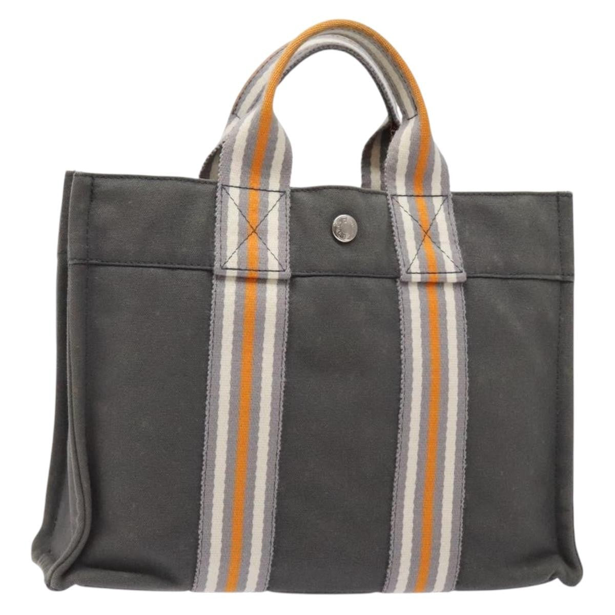 Hermes Fourre Tout Tote Canvas, GRAY, CANVAS, Tote bag