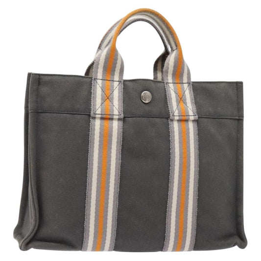 Hermes Fourre Tout Tote Canvas, GRAY, CANVAS, Tote bag