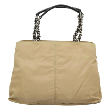 Prada Convertible Chain Tote Quilted Tessuto, BEIGE, NYLON, Tote bag