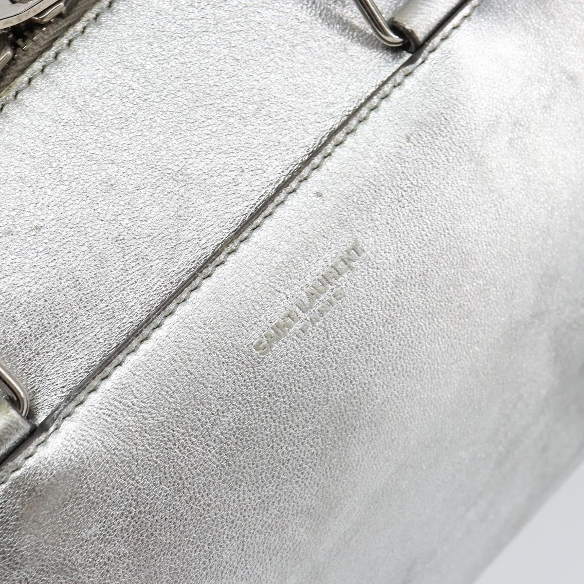Saint Laurent Classic Duffle Bag Leather, SILVER, LEATHER, Handbag