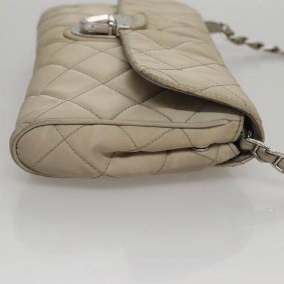 Prada Pushlock Chain Flap Bag Quilted Tessuto, BEIGE, NYLON, Shoulder bag