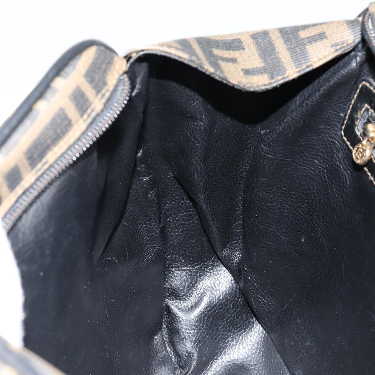 Fendi Zucca spalmati Zucca canvas spalmati flap rounded, BROWN, CANVAS, Handbag