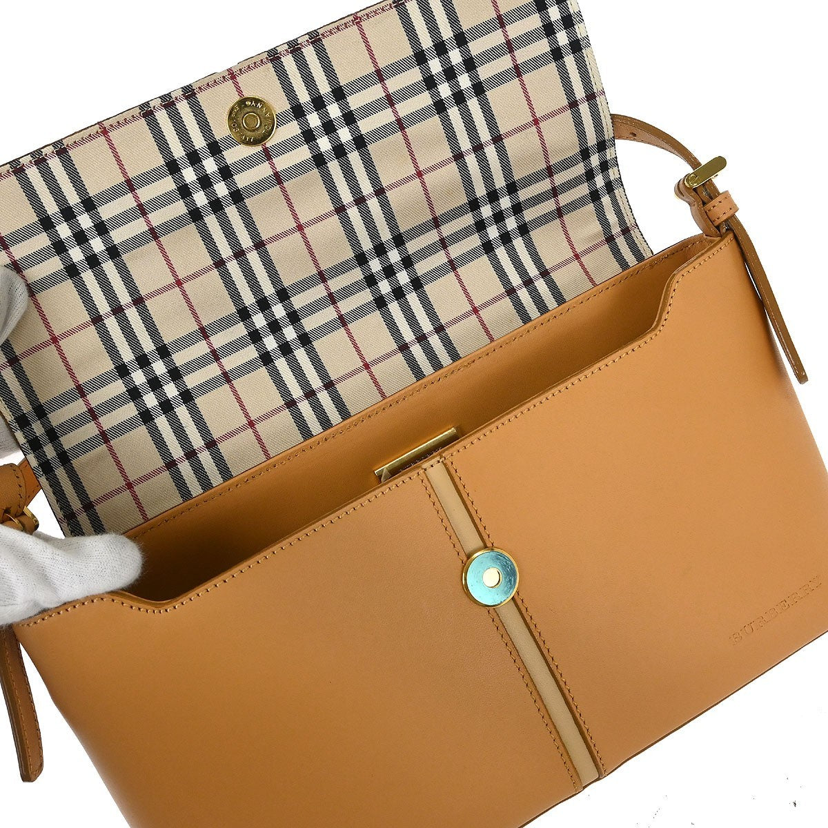 Burberry Vintage Shoulder Bag Leather, BEIGE, LEATHER, Shoulder bag