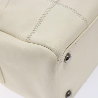 Chanel Square Stitch Duffle Bag Quilted Caviar, WHITE, LEATHER, Travel bag