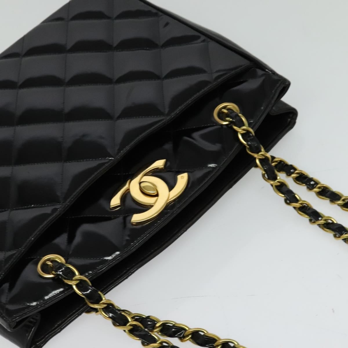 Chanel Chain Shoulder Bag Patent leather, BLACK, PATENT_LEATHER, Shoulder bag