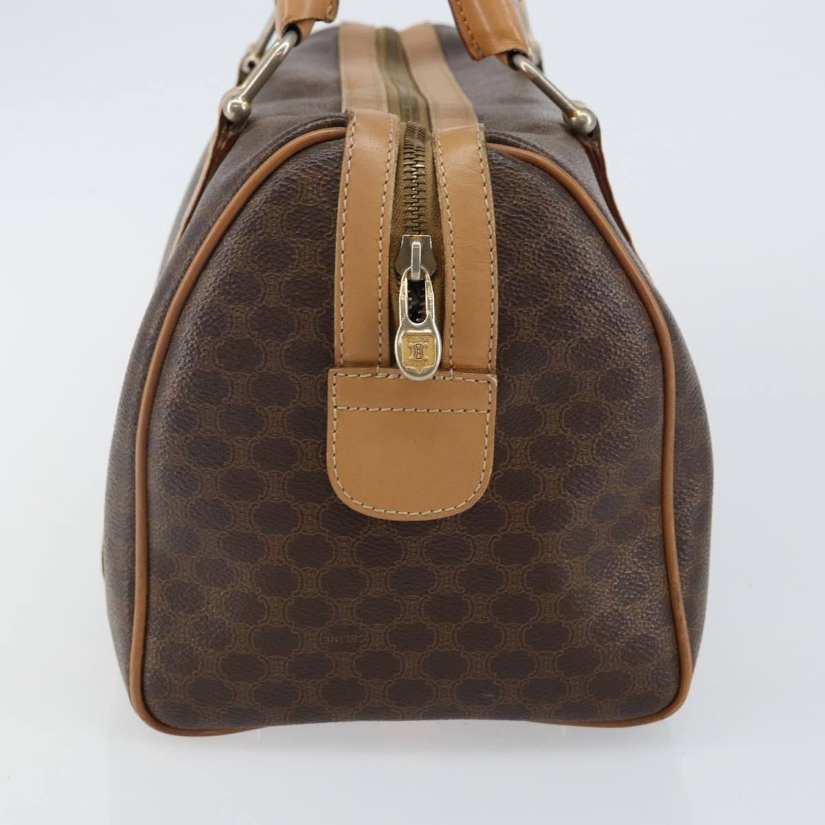 Celine Macadam Handbag Macadam with leather, BROWN, CANVAS, Handbag