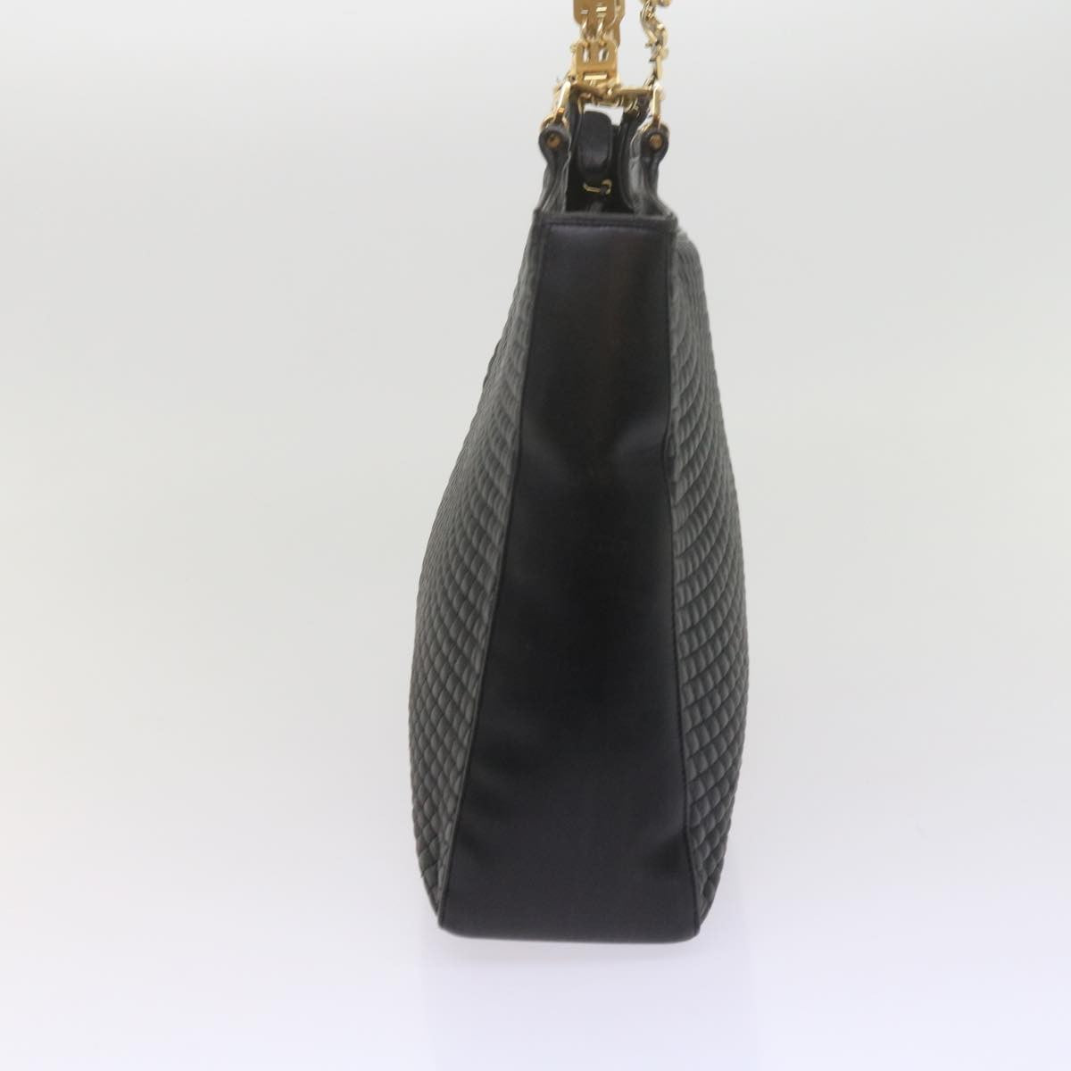 Bally Vintage Chain Shoulder Bag Quilted Leather, BLACK, LEATHER, Tote bag