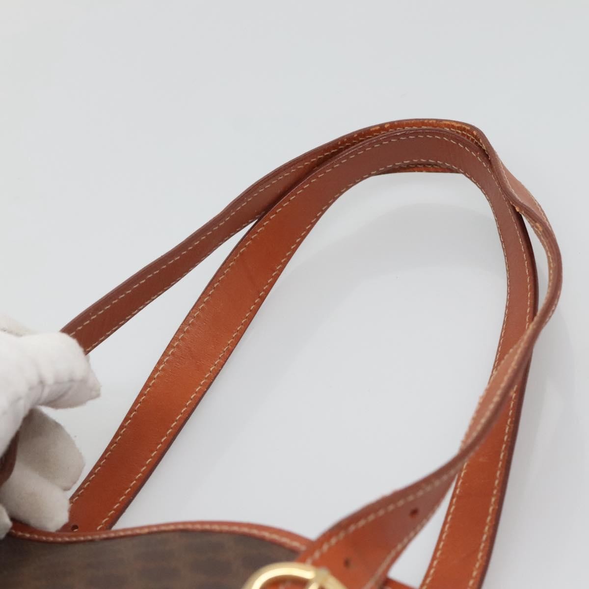 Celine Vintage Macadam Shoulder Bag Canvas and Leather, BROWN, CANVAS, Shoulder bag