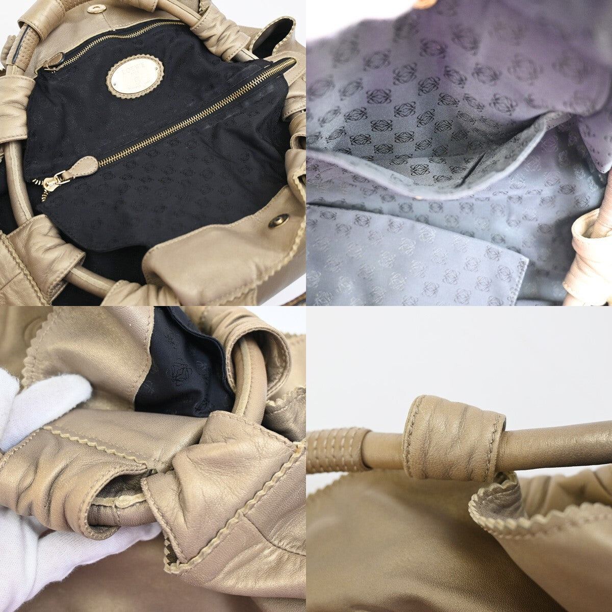 Loewe Anagram Logo Nappa Aire Hand Bag Leather, GOLD, LEATHER, Handbag