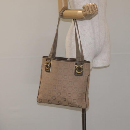 Salvatore Ferragamo Gancini Tote Gancini Canvas, BEIGE, CANVAS, Tote bag
