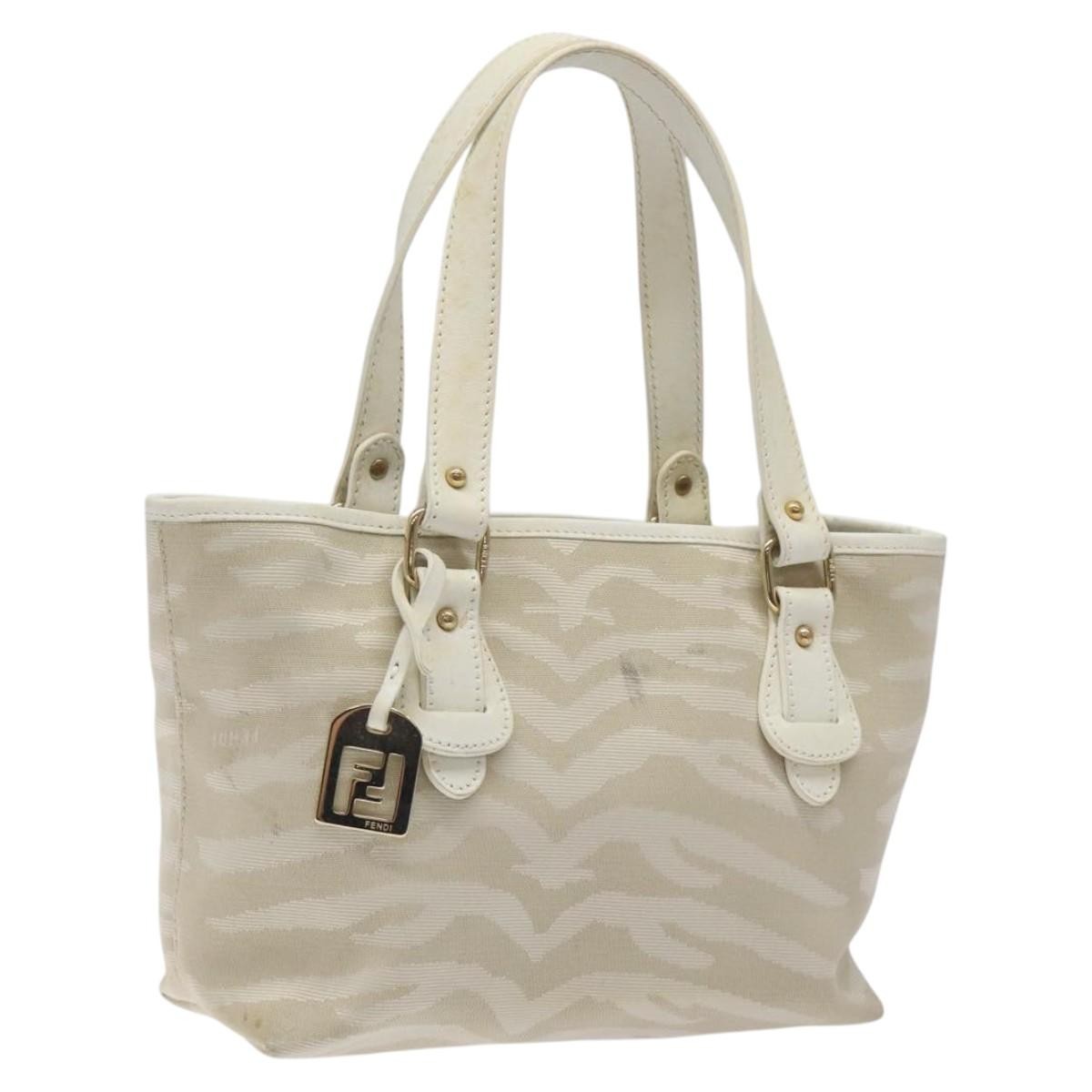 Fendi Vintage Tiger Tote Canvas, WHITE, CANVAS, Tote bag