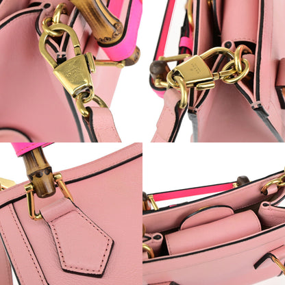 Gucci Diana NM Bamboo Handle Tote Leather, PINK, LEATHER, Tote bag