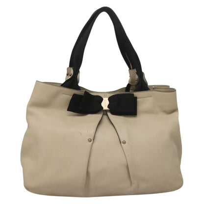 Salvatore Ferragamo Vara bow tote Leather, BEIGE, LEATHER, Tote bag