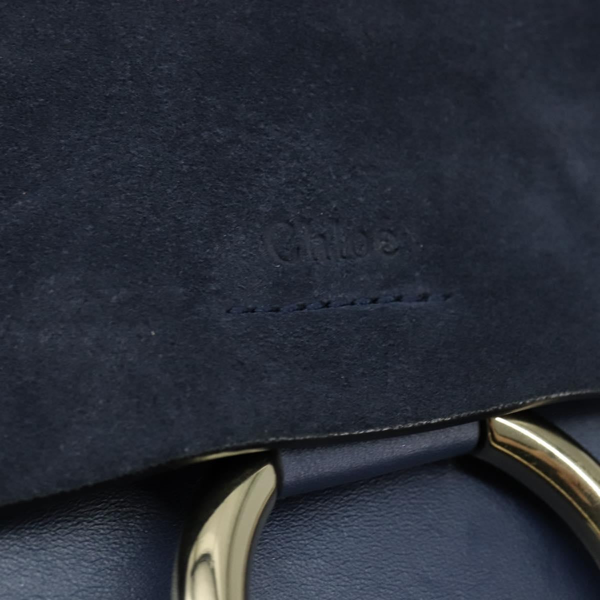 Chloe Faye Shoulder Bag Leather and Suede, NAVY, LEATHER, Shoulder bag