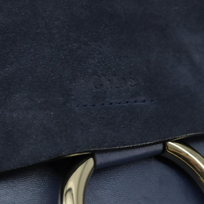 Chloe Faye Shoulder Bag Leather and Suede, NAVY, LEATHER, Shoulder bag
