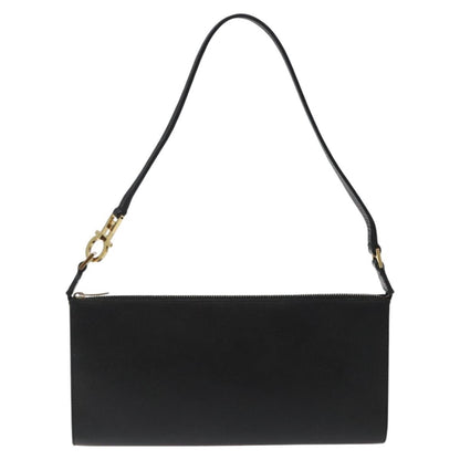 Salvatore Ferragamo Gancini Pouch Leather, BLACK, LEATHER, Clutche & pouche