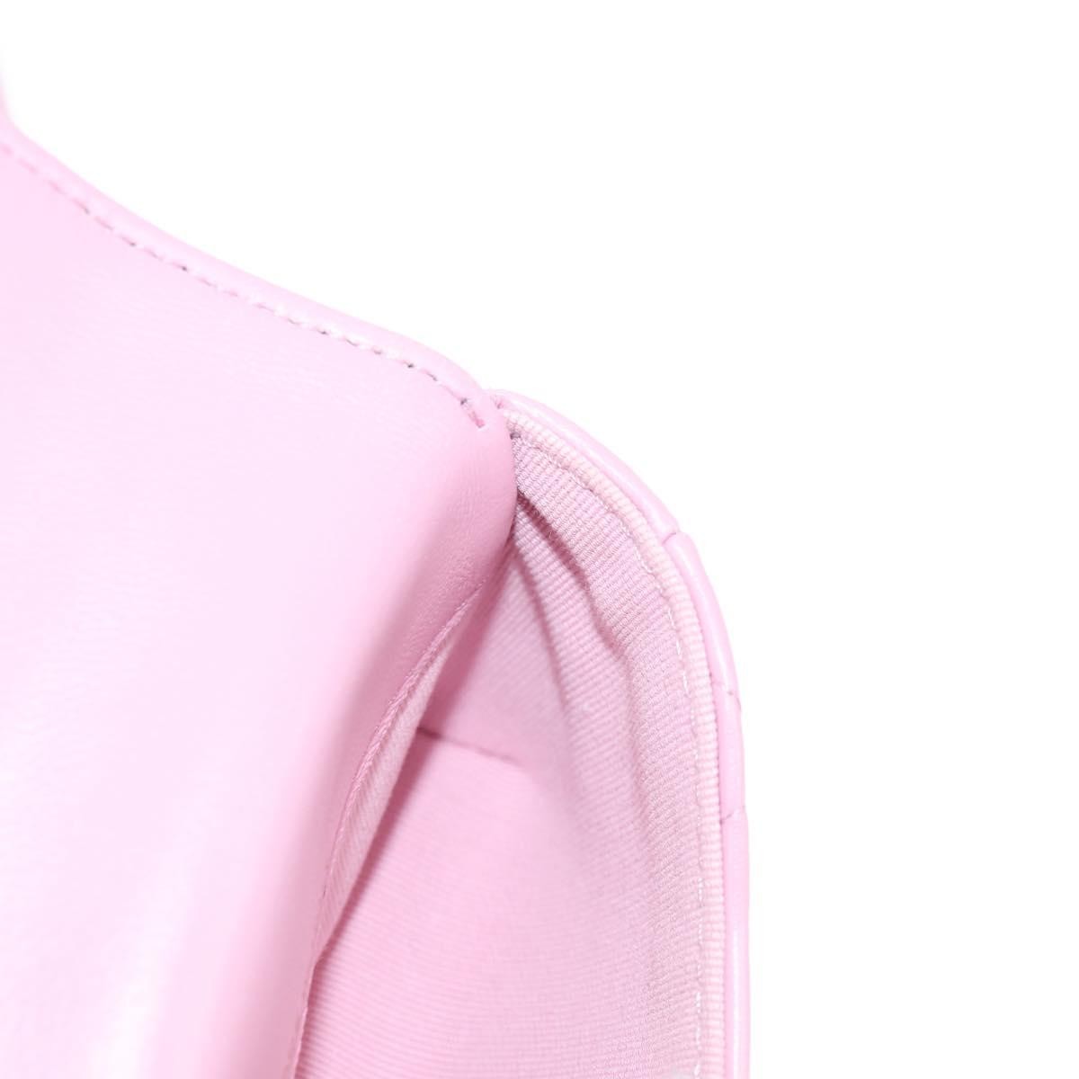 Chanel Flat CC Crossbody Bag Leather, PINK, LEATHER, Crossbody bag