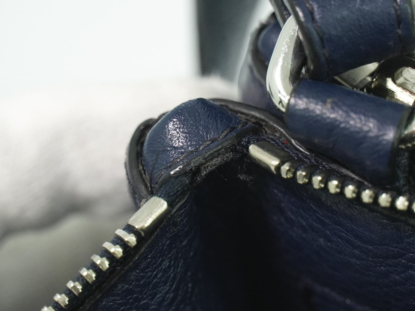 Prada Double Zip Crossbody Bag Vitello Daino, NAVY, LEATHER, Shoulder bag