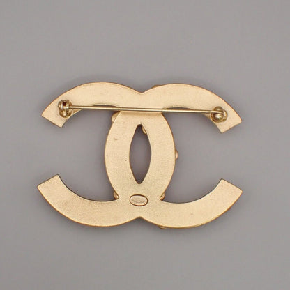 Chanel CC Logo Brooch Crystal Embellished Metal, GOLD, GOLD_PLATED, Brooch