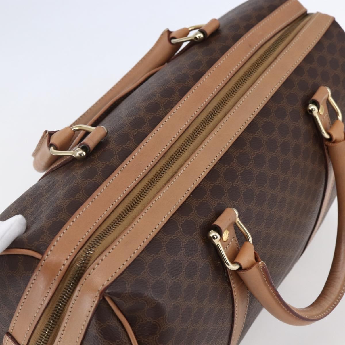 Celine Vintage Macadam Boston bag Canvas, BROWN, CANVAS, Handbag