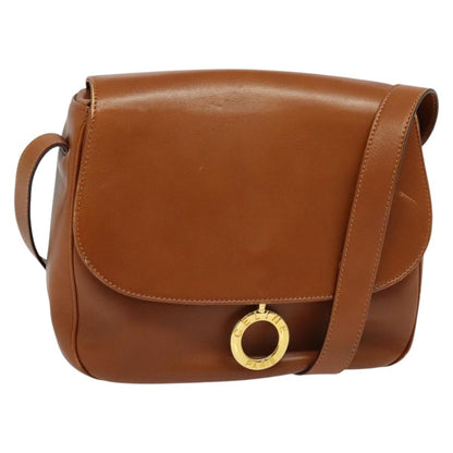 Celine Vintage Circle Logo Crossbody Bag Leather, BROWN, LEATHER, Crossbody bag