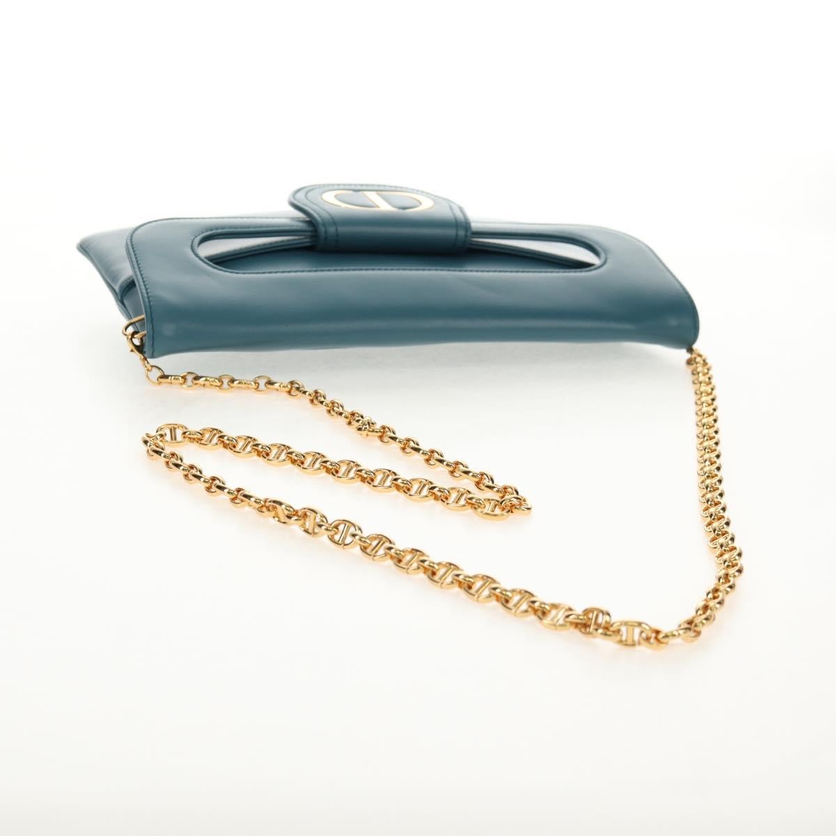 Christian Dior DiorDouble Chain Bag Leather, BLUE, LEATHER, Shoulder bag