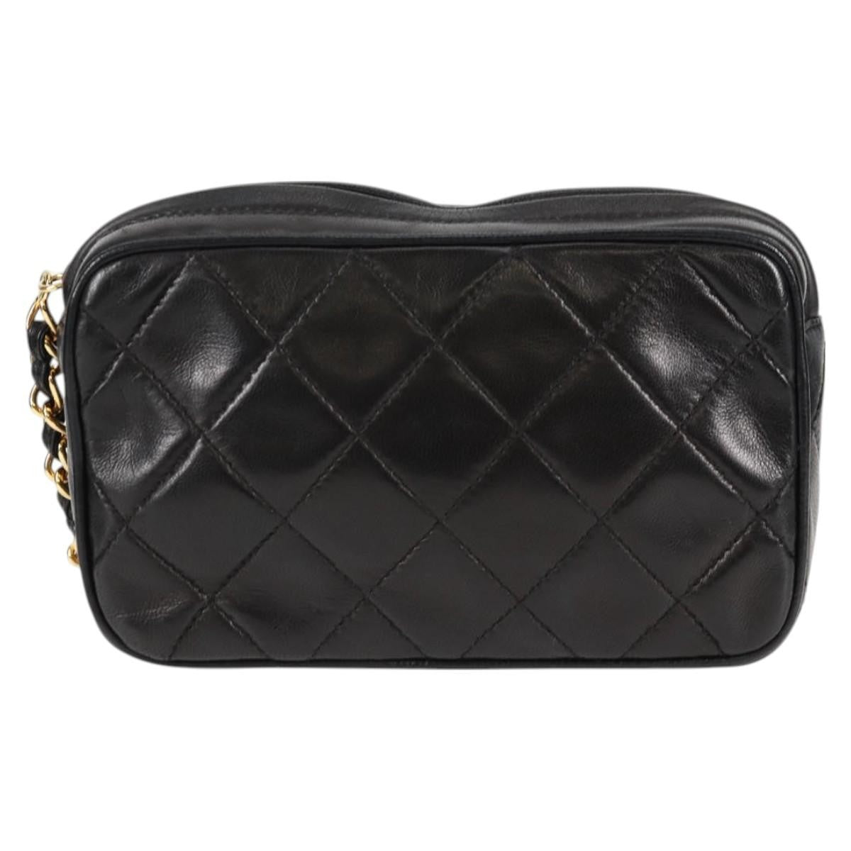 Chanel Camera CC Tassel Bag Leather, BLACK, LEATHER, Clutche & pouche