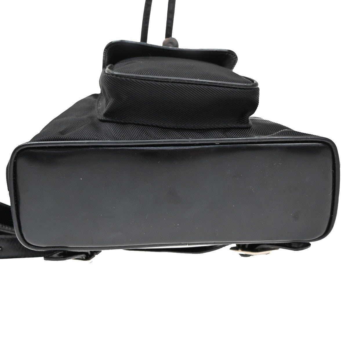 Gucci Vintage Bamboo Backpack Nylon and Patent Leather, BLACK, NYLON, Backpack