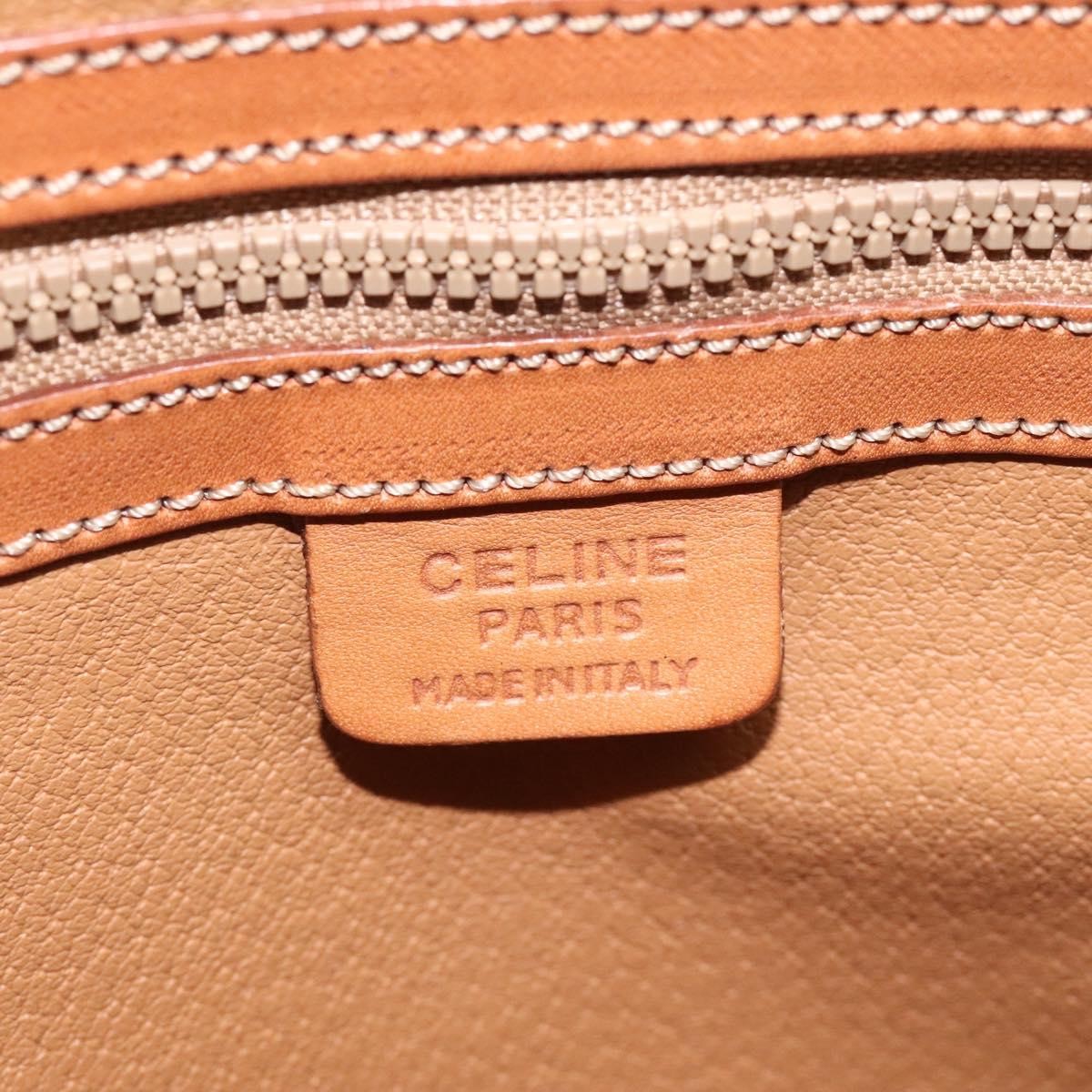 Celine Vintage Macadam Handbag Canvas and Leather, Beige, Canvas, Handbag